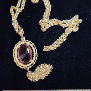 Vintage 70s Avon Amethyst Glass Faux Seed Pearls Victorian Style